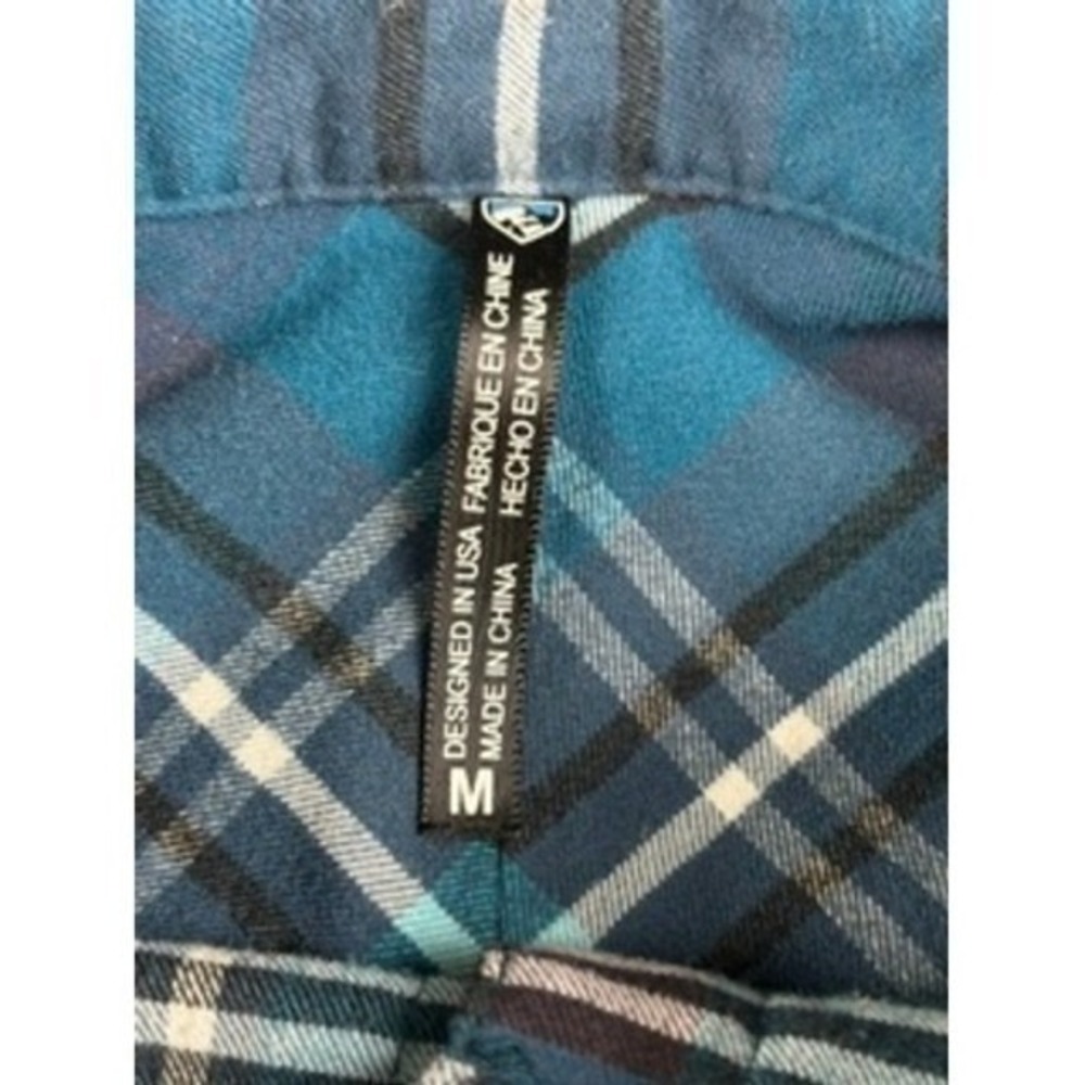 KÜHL Women's M Style 8346 Teal Blue Plaid Flannel Button Up Shirt Outdoor Hiking - Picture 6 of 10
